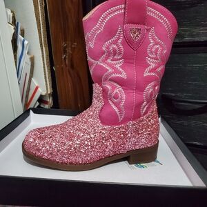 Kids Pink Glitter Cowboy Boots